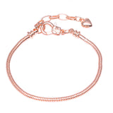 Sonykifa 2019 High Quality Rose Gold Color Snake Chain Charm Bracelet Fit Original Beads Fine Bracelet Jewelry Gift For Women