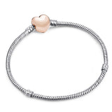 Sonykifa 2019 High Quality Rose Gold Color Snake Chain Charm Bracelet Fit Original Beads Fine Bracelet Jewelry Gift For Women