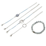 Qiao La 5pcs/set Women Fashion Bracelets Round And Silver Beads Bracelet Women's Girl Trendy Jewelry Female Bracelet Jewelry